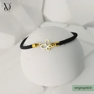 دستبند نخی با پلاک طلا کد001