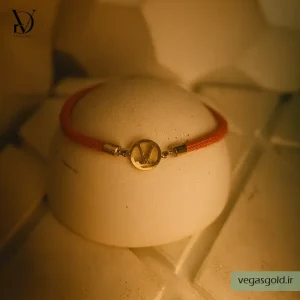 دستبند نخی با پلاک طلا کد006