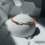 دستبند نخی با پلاک طلا کد007