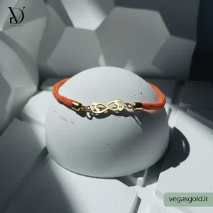 دستبند نخی با پلاک طلا کد007