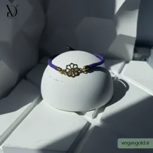 دستبند نخی با پلاک طلا کد009