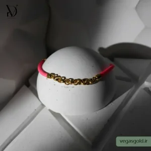 دستبند نخی با پلاک طلا کد011