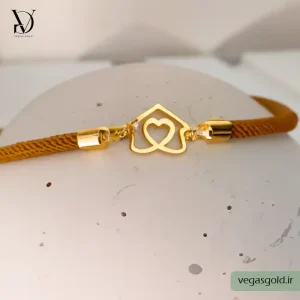 دستبند نخی با پلاک طلا کد016