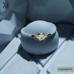 دستبند نخی با پلاک طلا کد020