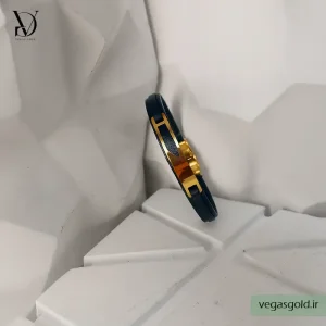 دستبند چرم با پلاک طلا کد003