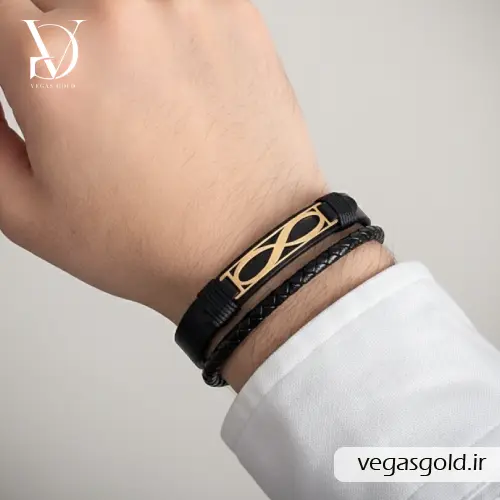 عکس دستبند چرم و طلا مردانه و زنانه