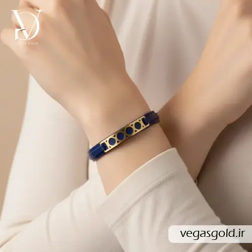 مدل دستبند چرم و طلا اسپرت