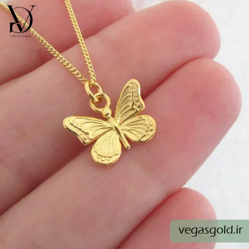 پلاک پروانه ای طلا با جزییات خوب