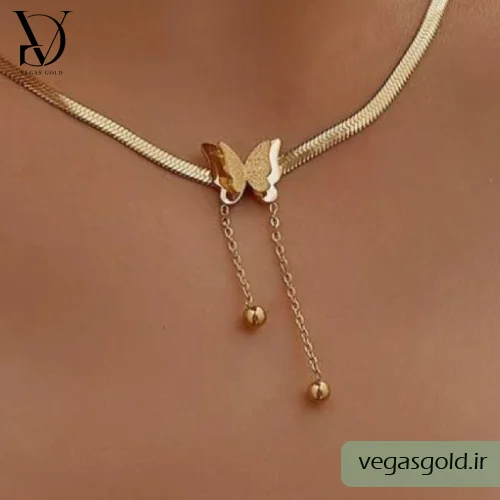 مدل پلاک طلا پروانه ای بزرگ و سنگین و آویزدار