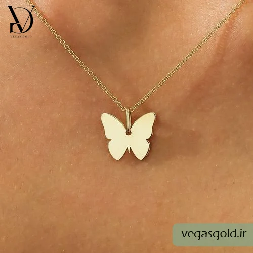 پلاک طلا پروانه ای ساده و شیک