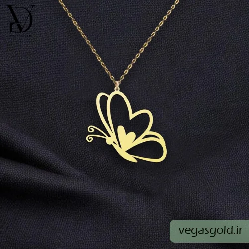 پلاک طلا طرح نیم پروانه مدرن